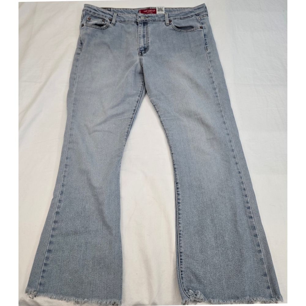 VTG Y2K Levi's 519 Low Flare Jeans Women's 17M Stretch Denim Light Wash Raw Hem
